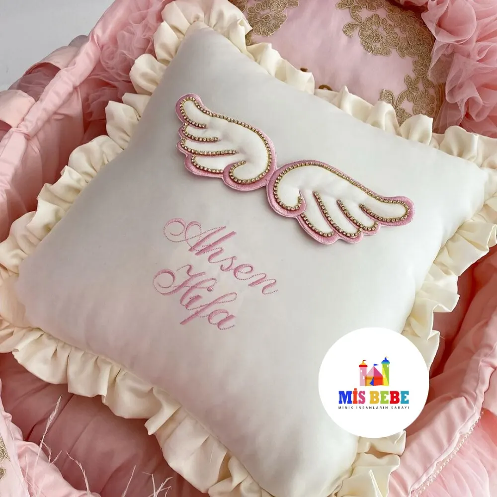 

Baby Girl Angel Wing Queen Personalized Pillow Custom Fabric Antibacterial Babies Healthy Safe