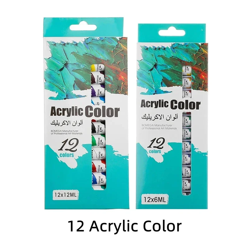 Acrylic Paint 12 Color 6/12ml Tube Acrylic Paint Set Paint for Clothing Painting Rich Glass Pigments for Artists Painting