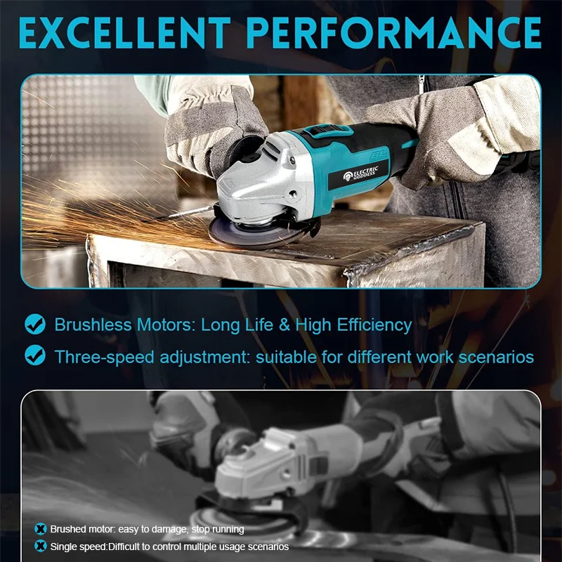 Electric Goddess 125/100mm DGA404 variable speed brushless electric Angle grinder Woodworking power tools For Makita 18V Battery 5
