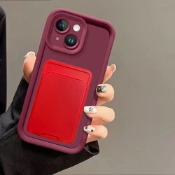 Soft Silicone Wallet Card Phone Cover - Xiaomi 14 Civi (KB tyjt red)