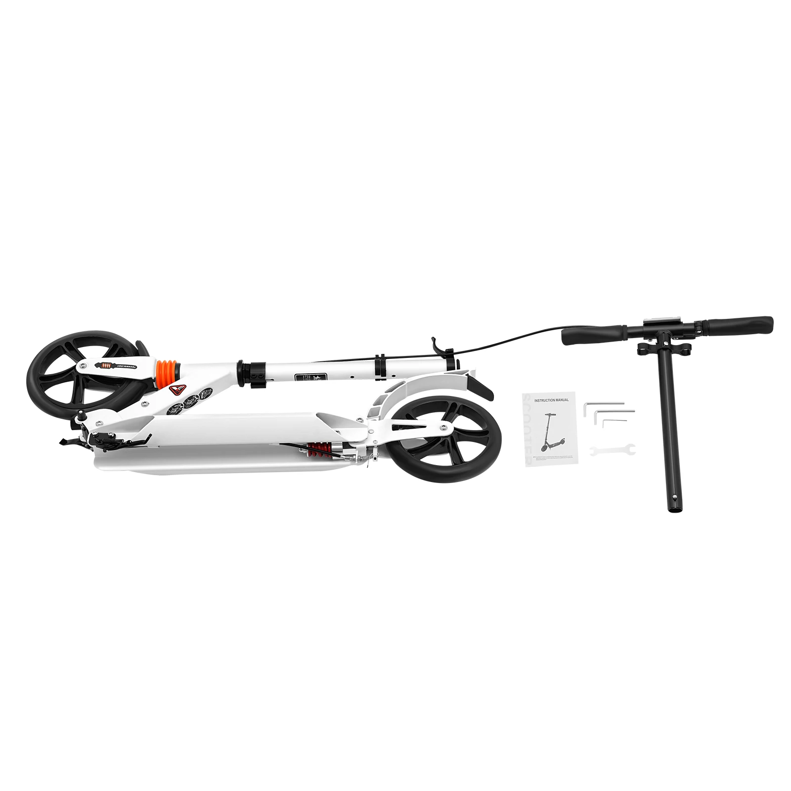 Faltbarer Kick-Scooter 220 lbs Tragkraft Höhenverstellbar 37"-42" Doppelbremsen PU-Räder Stoßdämpfer Pendler-Scooter für Erwachsene – Detail 9