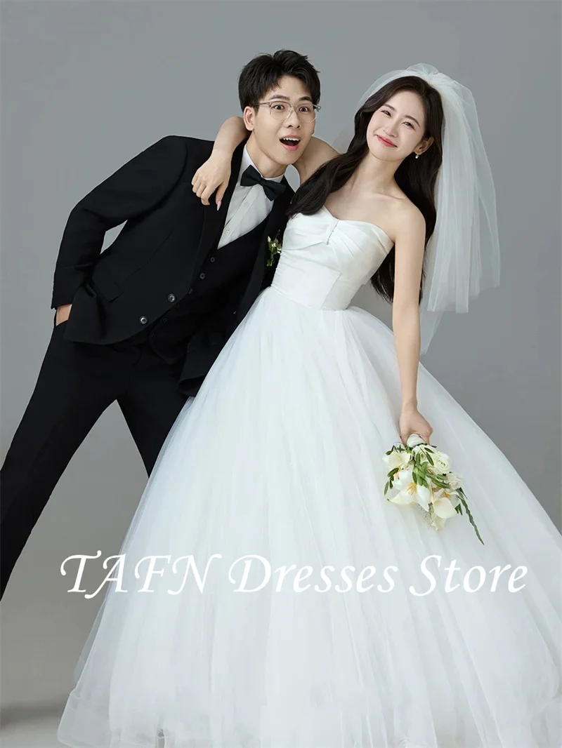 TAFN Princess Soft Tulle A Line Wedding Dresses Korea Photo shoot Sweetheart Floor length Bride Gowns Corset Back Customized 3