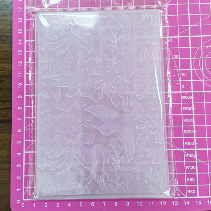 Exotic Flower And Bird Background Image 3d Relief Folder And Mold for Handcrafted Letter Background Greeting Card Scrapbook