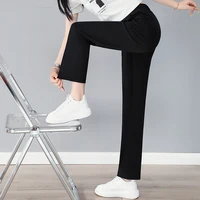 High-Waisted Slimming Straight Leg Sweatpants For Women Ice Silk Casual Sports Pants Versatile Loose Fit Crotch Style - Image 2