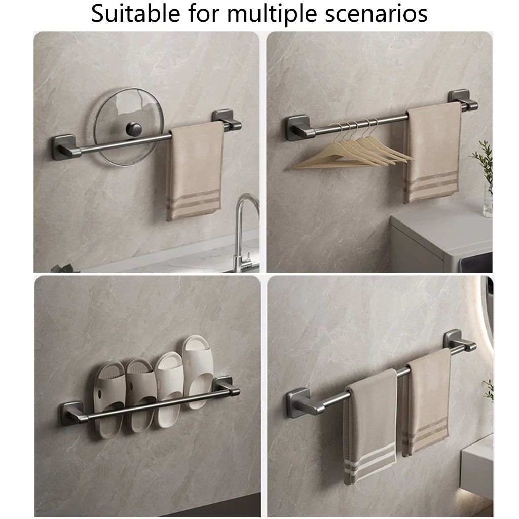 Modern Bathroom Towel Rail Rod Organizers Self Adhesive Hanger Wall Mounted Towel Holder Dish Cloths Hanger Space Saving