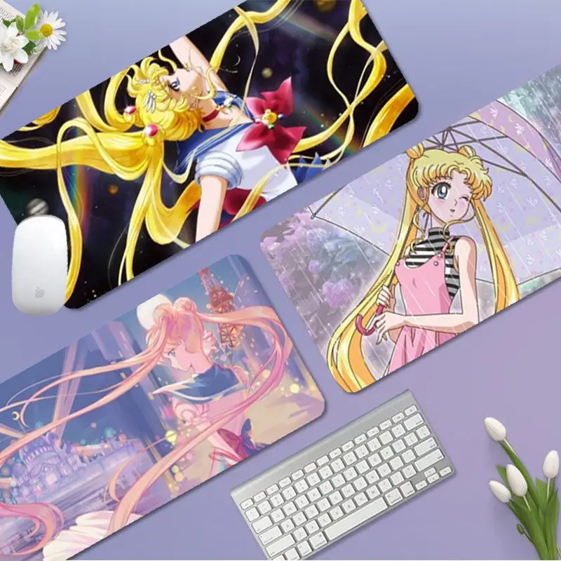 

Anime S-Sai-lores Cute Moon Mousepad 80x30cm XL Lockedge Office Desk Table Big Mouse Pad Laptop Non-slip for Teen Girls Bedroom