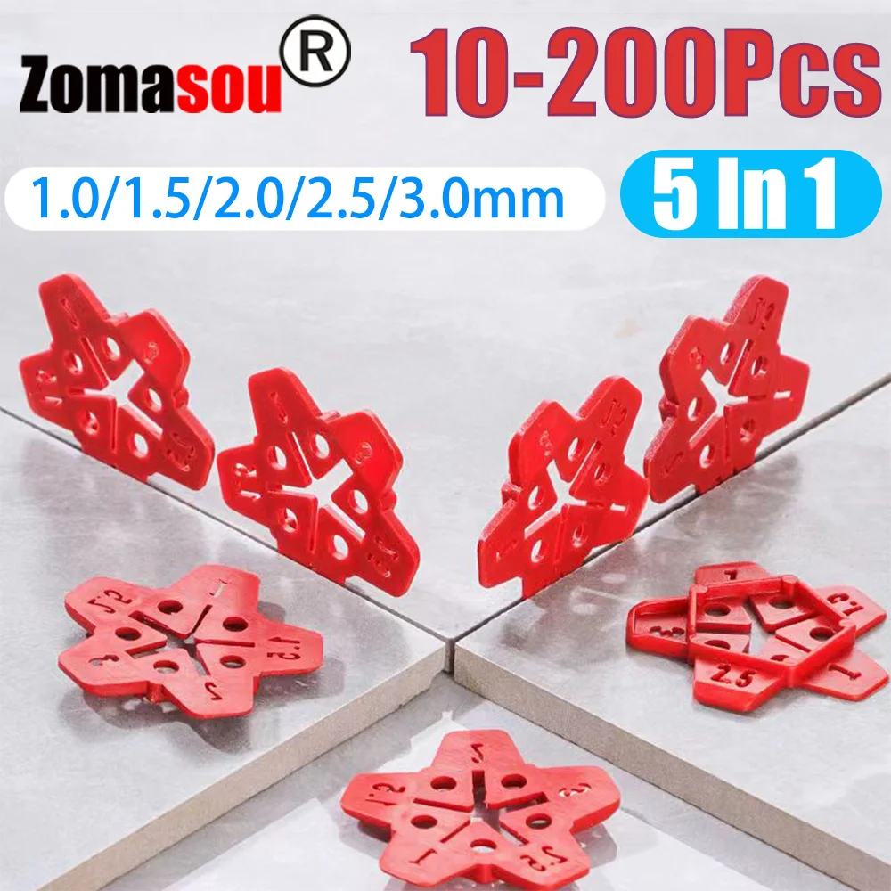 5in1 Tile Spacers Clips Wedge Ceramic Leveling System for Floor Wall Tile Gap Leveling System Construction Tools 10-200Pcs