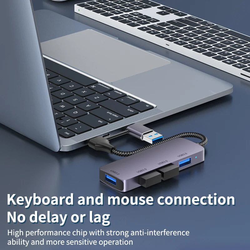 USB 3.0 허브 고속 USBC 도킹 스테이션 확장기, USB 어댑터 분배기, 안드로이드 노트북 맥북 프로 액세서리, 2in 1, 5Gbps