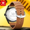 OLEVS 9962 Fashion Quartz Watch Gift Round-dial Genuine Leather Watchband Calendar 5