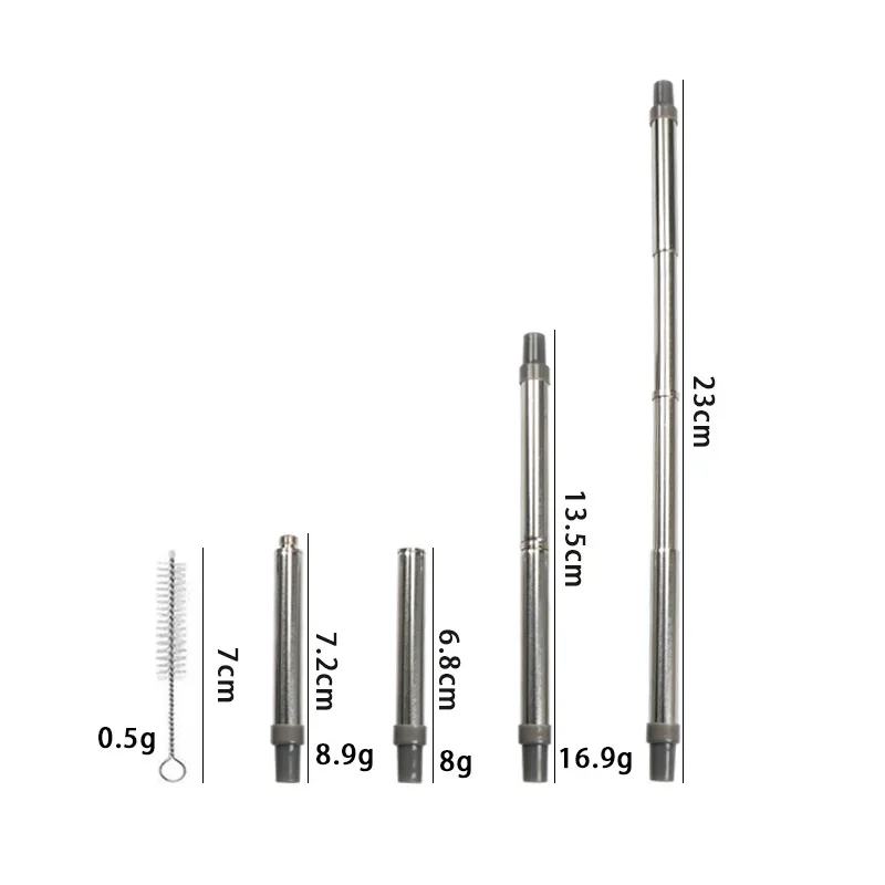 1pcs Reusable Metal Straw Straw Straight 304 Stainless Steel Folding with Cleaning Brush Case Set Access Party Bar