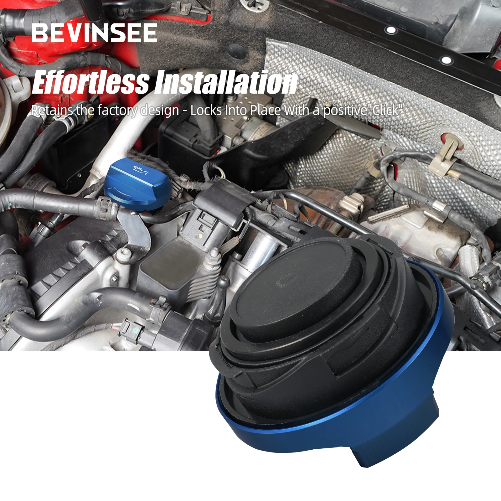 Oil Filler Cap BEVINSEE Aluminum Engine Oil Filler Cap for Audi A1 A3 RS3 Q3 S3 8V, for SEAT Ibiza Leon, Skoda Octavia, Golf MK7/7.5 R