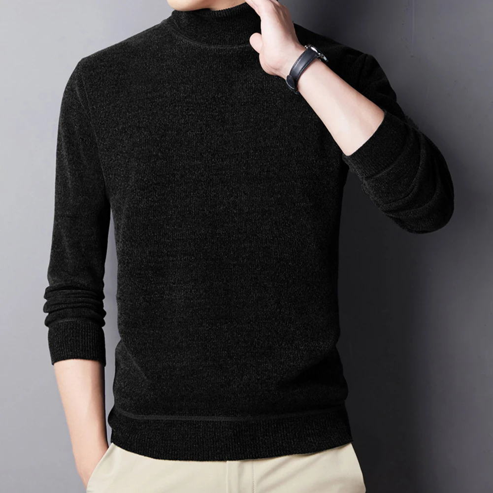

Stylish Winter Warm Jumper for Men Turtleneck Knitted Sweater Fleeced Lined Pullover Top Black/Navy Blue/Wine Red/Dark Gray
