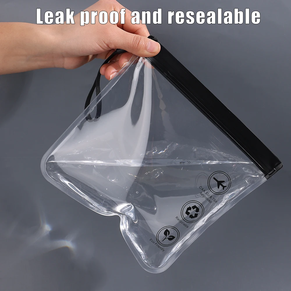 1/4pcs Transparent Travel Use TSA Approved Cosmetic Bags Waterproof Luggage Make Up Liquid Leakproof Resealable EVA Toiletry Bag 2