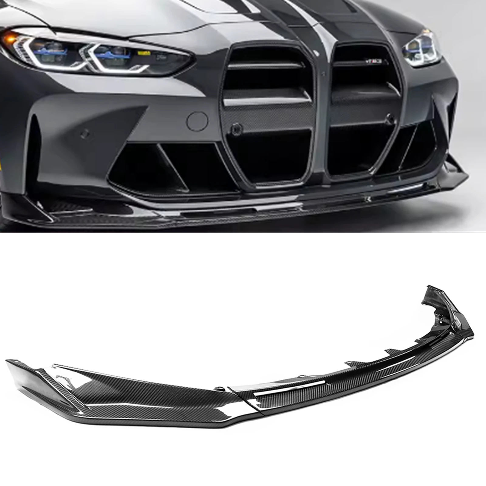 

Front Bumper Spoiler Lip For BMW 3/4 Series G80 M3 G82 M4 2021-2022 Real Dry Carbon Fiber Car Lower Splitter Body Kit Protection