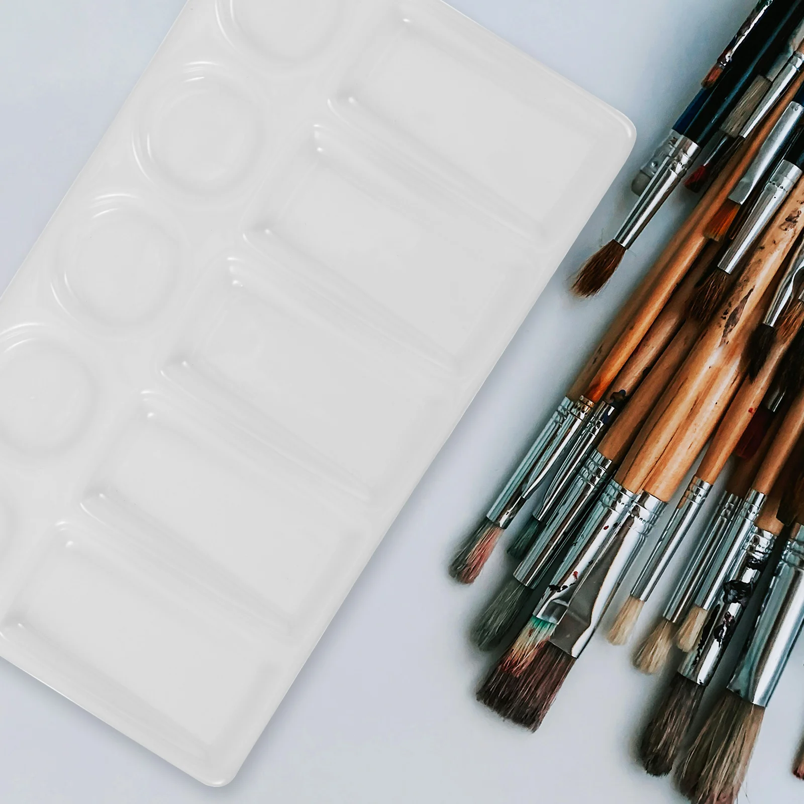 White Paint Ceramic Paint Palette 10 Watercolors Mixing Palette Tray Painting Color Pallet Pigment Mixing Plates Artist Painters paint tray color palette watercolor palette