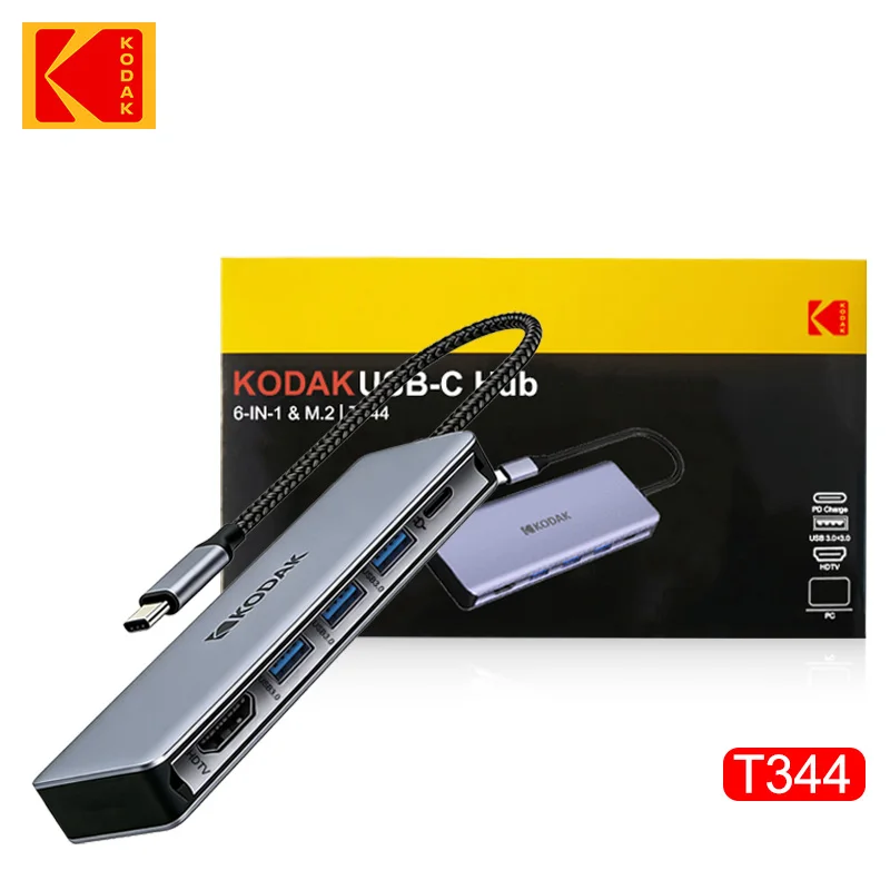 코닥 T344 5-in-1 다기능 카드 리더 허브 USB 3.0 USB 2.0 타입-C ..