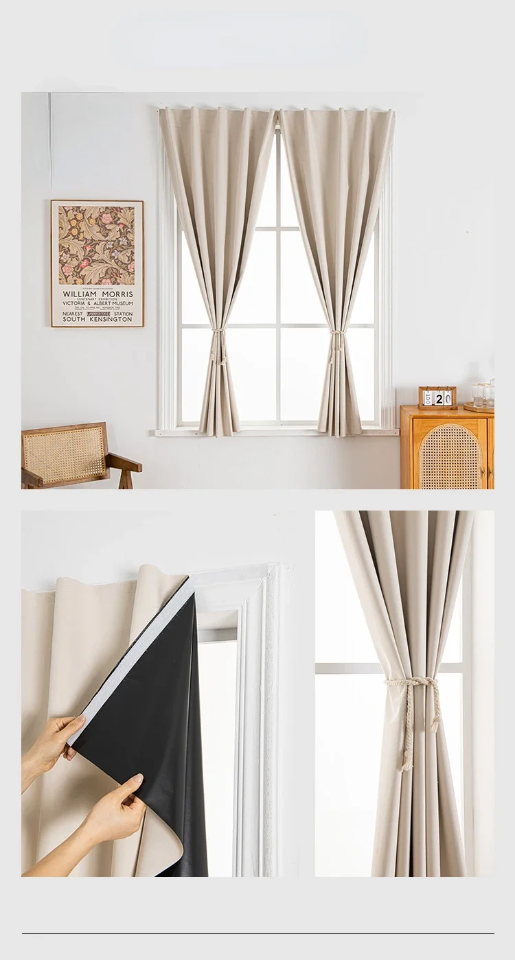 No-Drill 100 Blackout Short Curtains - Easy Install for Living Room Bedroom and Kitchen Décor