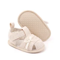 Baby Girl Soft Sandal for Spring and Summer Toe-covered Breathable Soft Light Cotton Anti-slip Toddler Girl Shoes 6