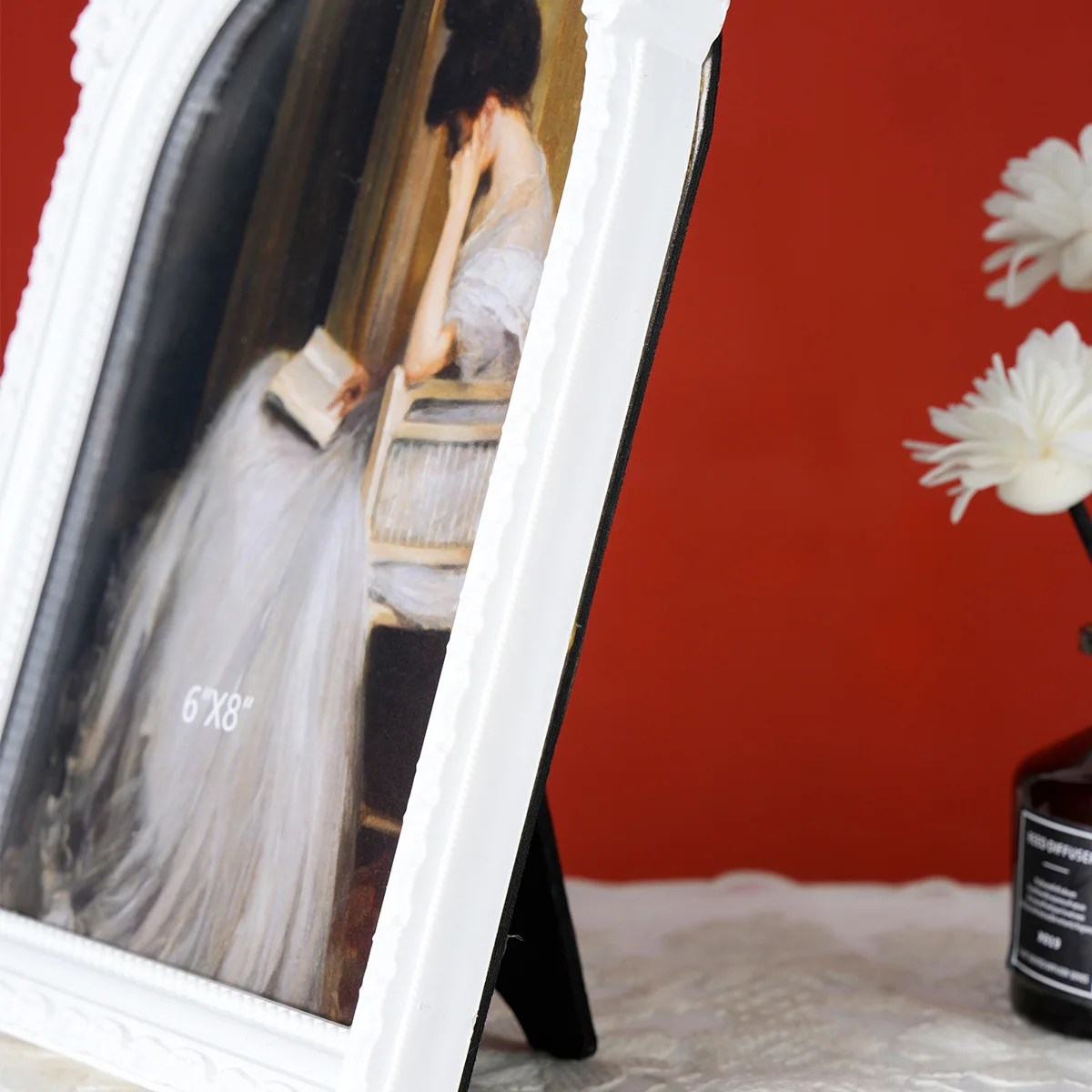 1PC, retro black/white arched lace decorative photo frame, European-style antique home desktop decoration photo display frame