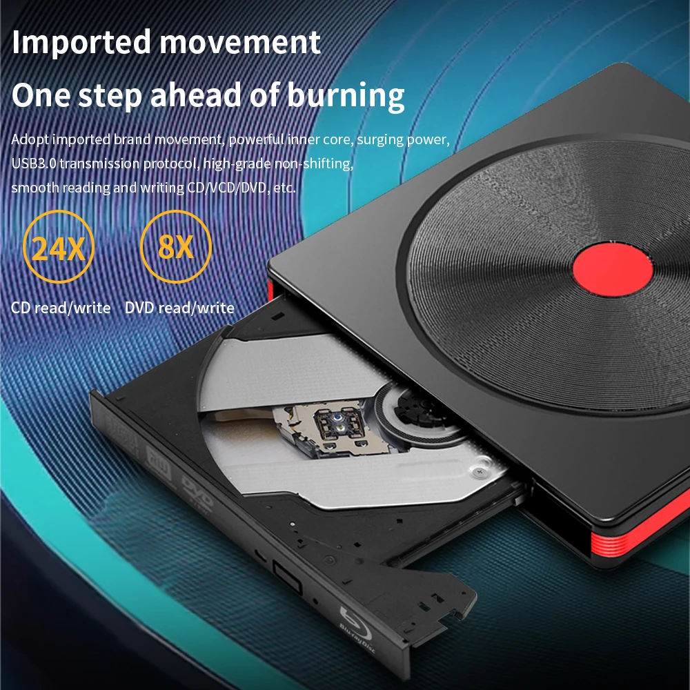 TISHRIC 블루레이 외장 CD DVD 드라이브, 팝업 모바일 외장 DVD-RW, USB 3.0, C타입 CD DVD 리더, 노트북 데스크탑 PC용 라이터