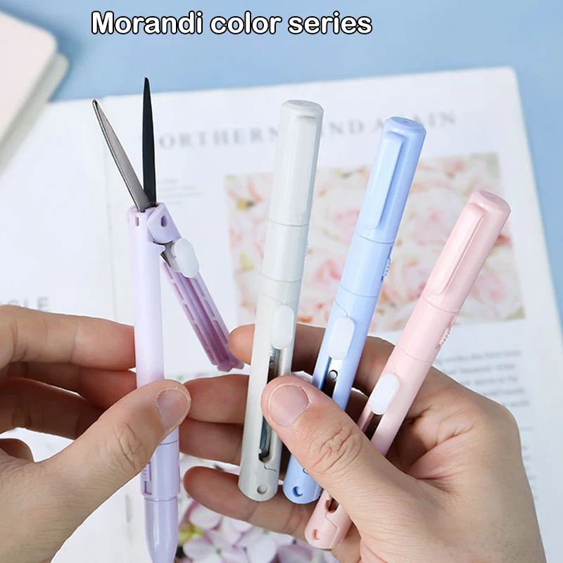 

1pc Portable Mini Color Folding Scissor Pen Cutter Portable Safe Ceramic Pencutter Utility Knife For Paper Work Diary School