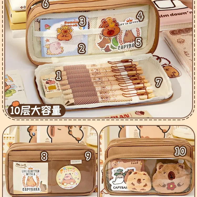 Pencil Cases Capybara Stationary Set For Kids Capybara School Supplies Set Capybara Pencil Case Wide Opening Mouth Pencil Pouch