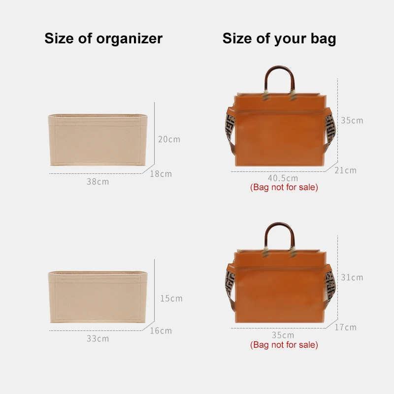 [Sully PM Organizer] Felt Purse Insert, Bag in Bag, Customized Tote  Organize, Cosmetic Makeup Diaper Handbag (Style JIA)