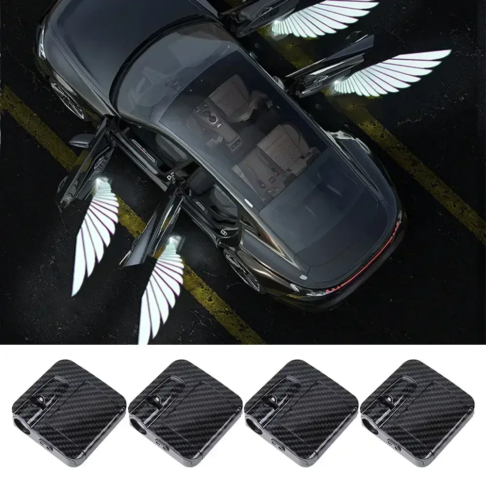 Car Angel Wings Wireless Car Door Welcome Decorative Light Courtesy Shadow Projector Lamp LED HD Logo Light Car Accessories