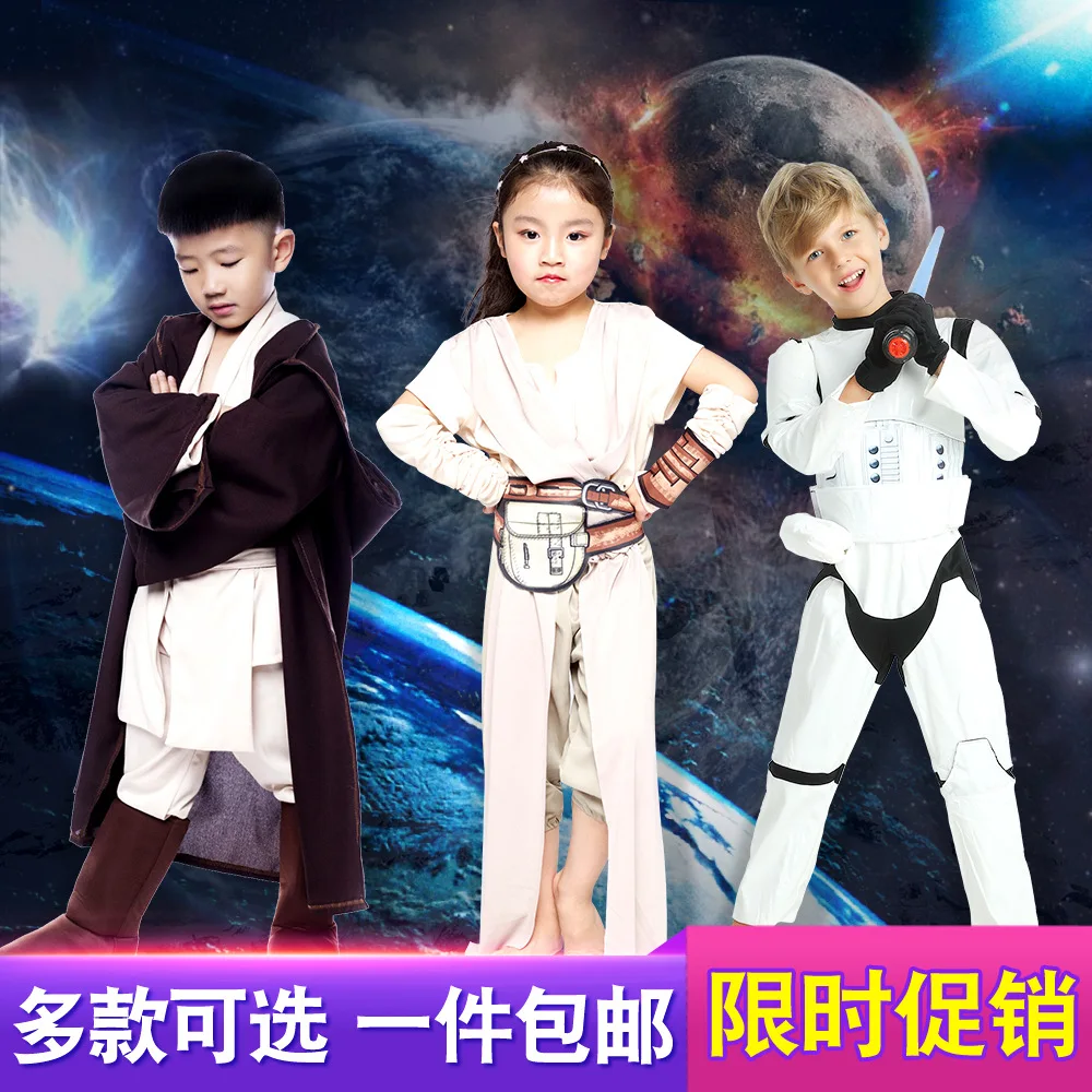 Halloween Kylo Ren White Soldier Obi-Wan Kenobi Kids Cosplay Jedi Warrior Kids Darth Vader Costume The Force Awakens Rey