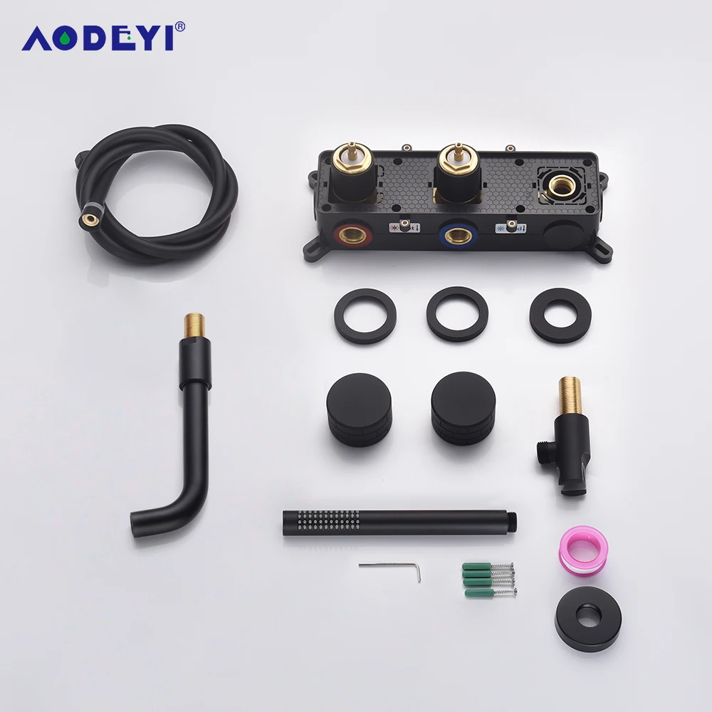 Bathroom Shower Faucet Set Bathroom Shower Faucet Set Black Mixer Valve Brushed Gold Solid Brass Hand Bath Tub Spout Two Ways Hot Cold Mixing Kit