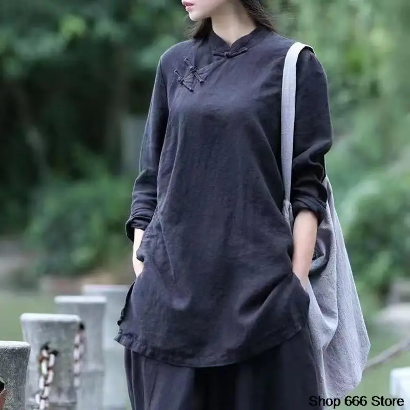 Women Chinese Shirt Traditional Chinese Women's Clothing Cotton Linen Top Chinese Ethnic Style Robe Retro Cheongsam Improved Han Suit Spring Summer women chinese shirt