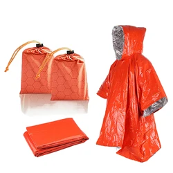 Emergency Water Proof Raincoat Aluminum Film Disposable Poncho Cold Insulation Rainwear Blankets Survival Tool Camping Equipment