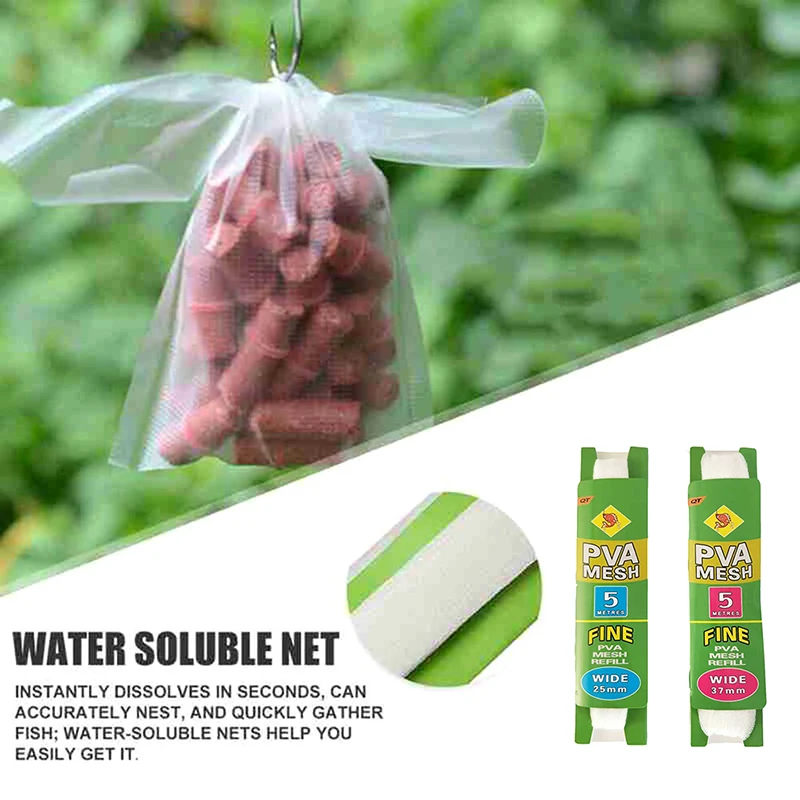 Fishing Net PVA Mesh Water Soluble Refill Rig Baits Wrap Bag Environmental