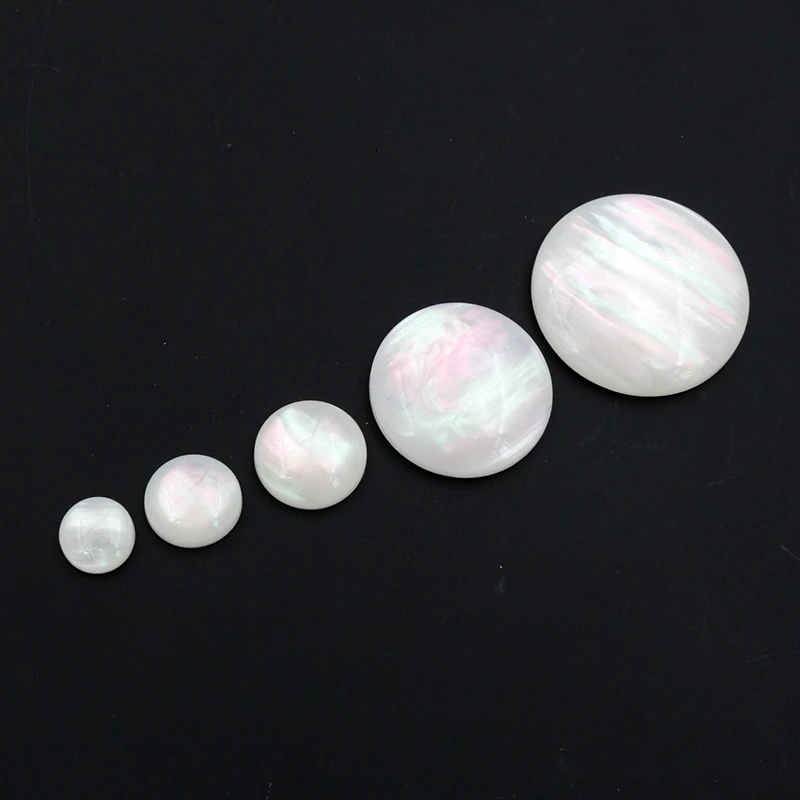 새로운 패션 8mm 10mm 12mm 20mm 25mm 화이트 쉘 컬러 플랫 백 수지 카보 콘 카메오 DIY 쥬얼리 제작 액세서리