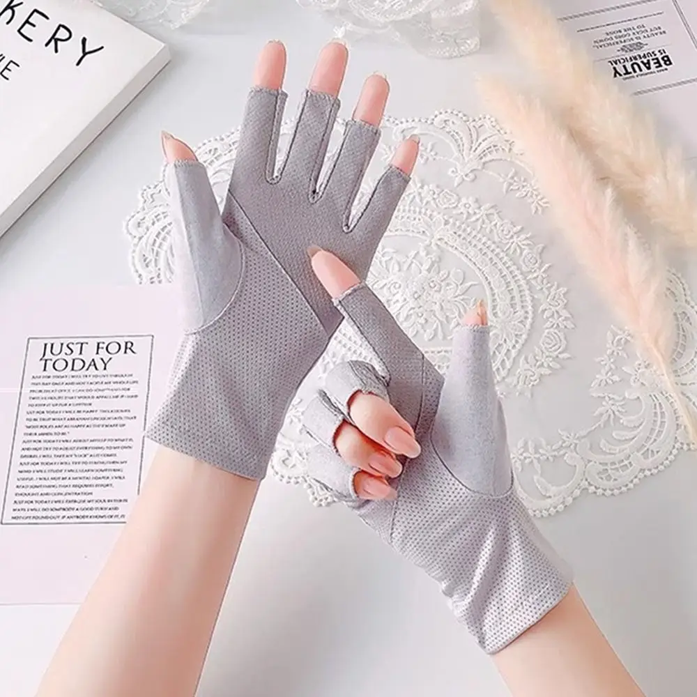 Thin Sun Protection Gloves Fashion Fingerless Short Anti-UV Mittens Elastic For Female fingerless gloves half finger gloves sunscreen gloves