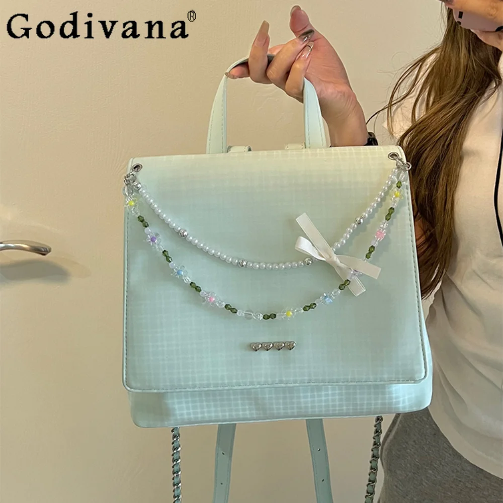 Sweet Cute Princess Japanese Style Plaid Backpacks Large Capacity Handbag Leisure College Style Shoulder Women's Bags