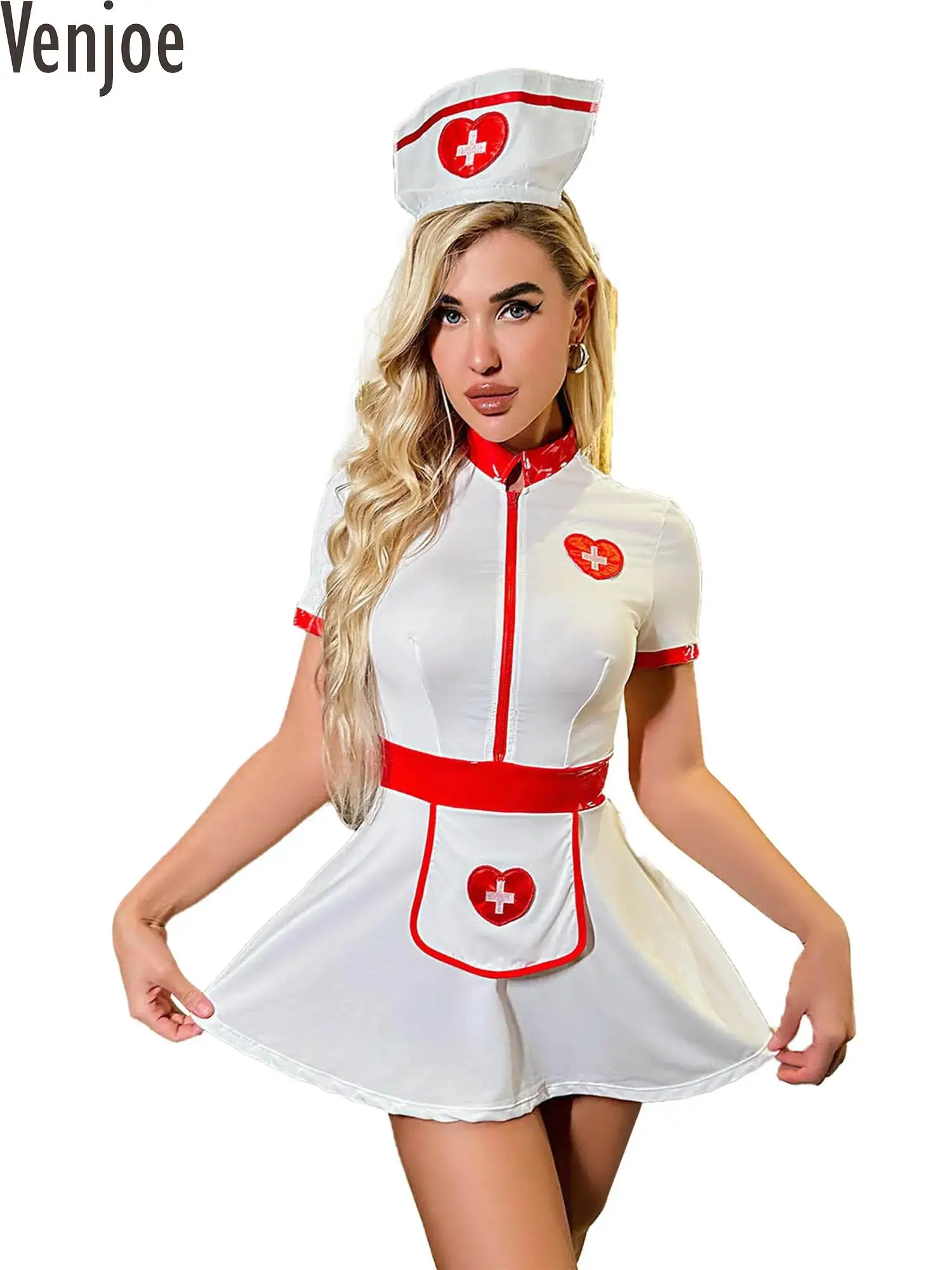 WomensNaughtyNurseCostumesFrontZipSkaterSkirtMiniDresswith — free download