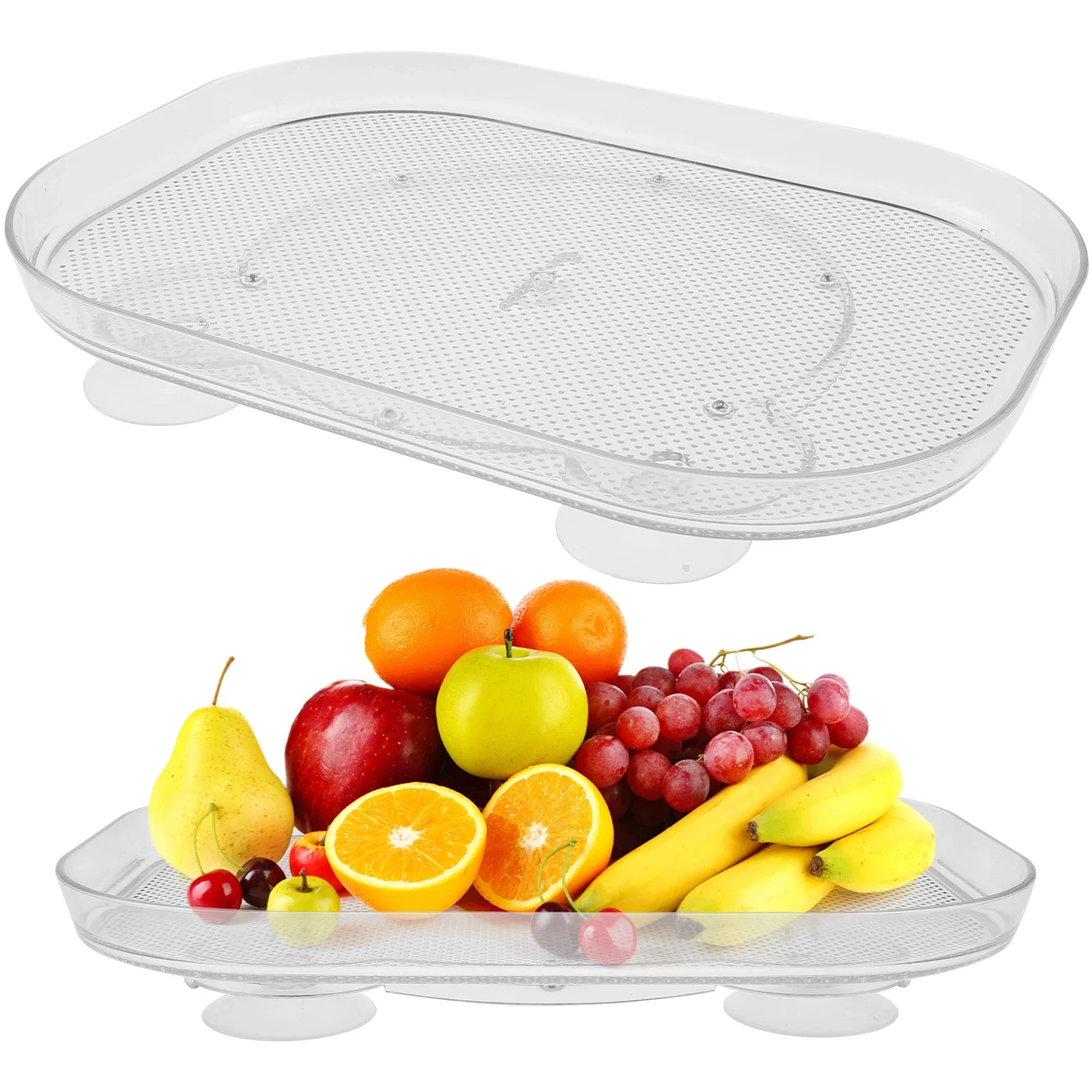 Lazy Susan Turntable Spice Rack Organizer Clear Storage Tray 360 Degree Rotating Storage Racks for Kitchen Cabinet Refrigerator 5