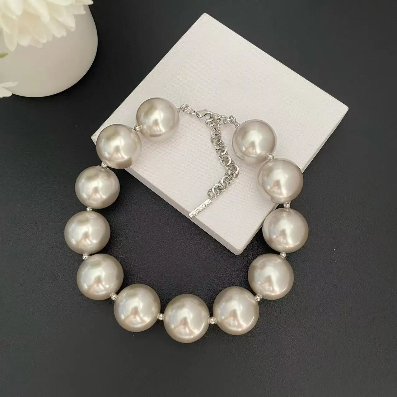 Dropship Niche Personality Imitation Pearl Necklace Collarbone Chain Female  Europe And The United States Cross-border Jewelry Trend Geometric Thick  Chain Simple Necklace to Sell Online at a Lower Price