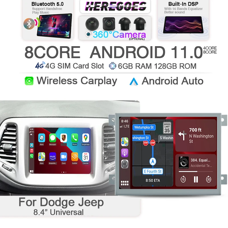 Carplay IPS Android 11 Car Radio For dodge ram 1500 2500 Challenger Charger Durango Jeep Grand Cherokee GPS Stereo 128G 4G+Wifi |
