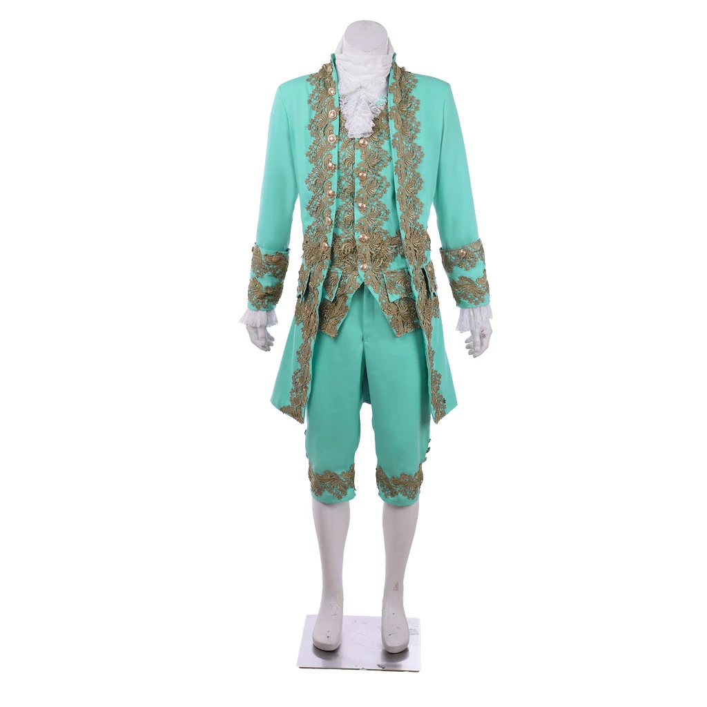 

18th Century Historical Tuxedo Retro Victorian Men's Regency Outfit Tailcoat Rococo Medieval Green Uniform Colonial Military Cos