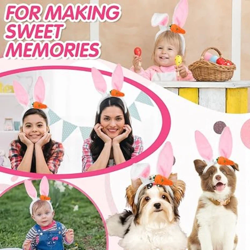 1-15PCS Easter Pet Hair Bands Easter Bunny Ears Headpiece Cute Carrot Hair Band Pet Easter Party Costume Accessories 5