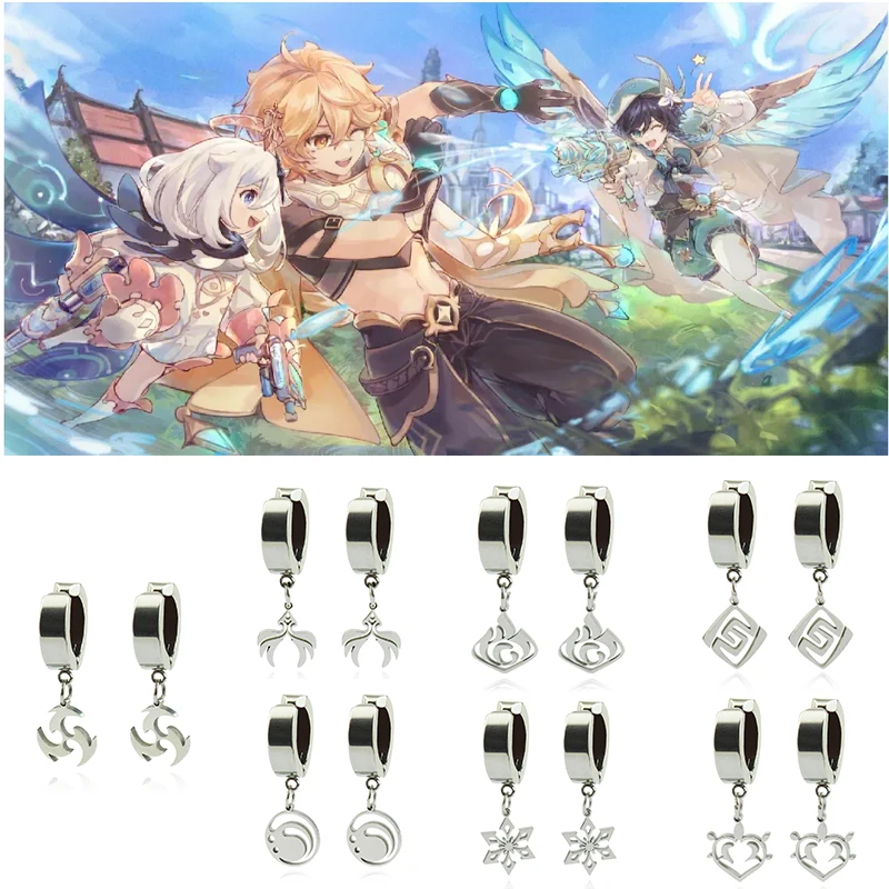 Серьги Genshin Imapct, глаз Бога, элемент, символ гео-Циро, Dendro электропиро, Крутое украшение, модное искусственное украшение