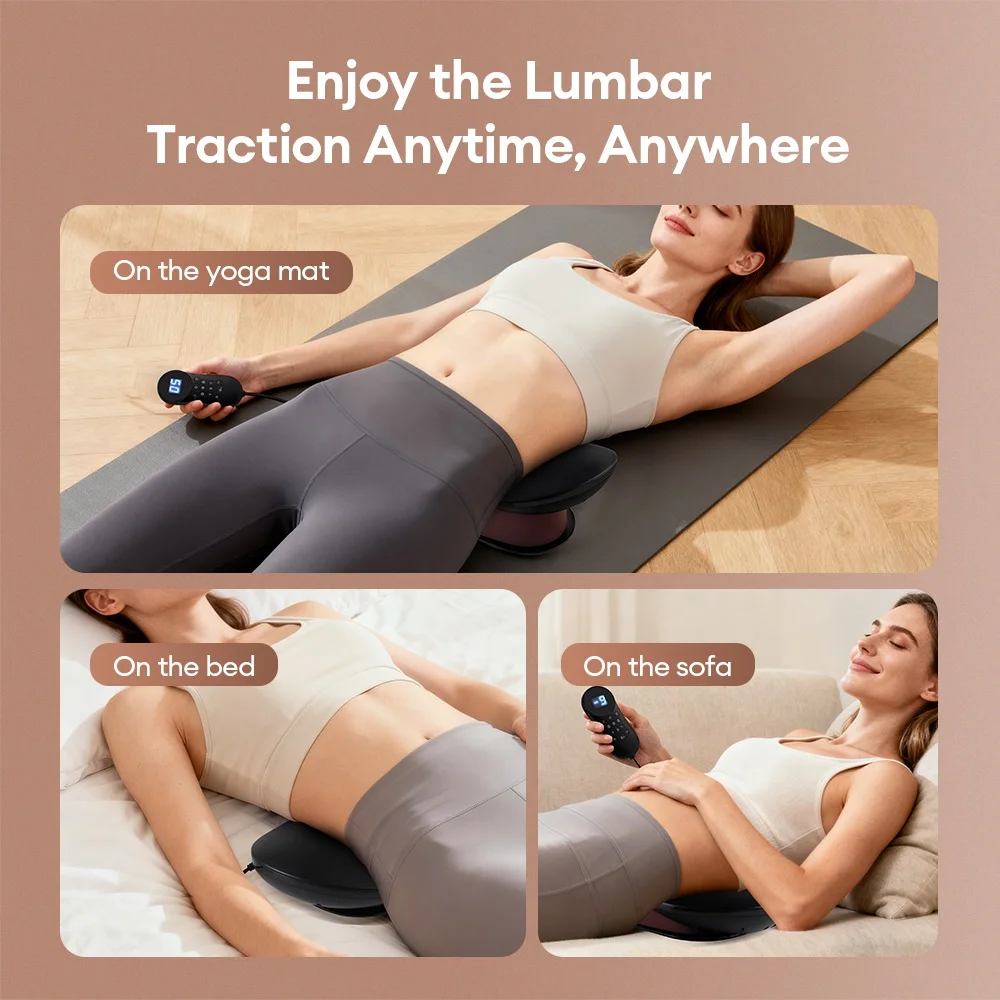 Electric Lumbar Traction Massager Height Adjustable Waist Traction Massager Waist Spine Support Waist Back Massage Machine