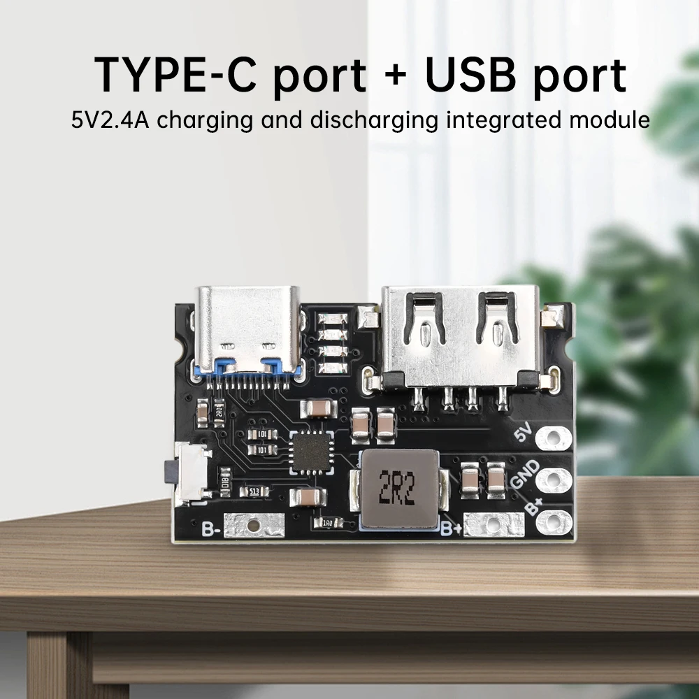 Power bank motherboard TYPE-C Input USB Output 5V 2.4A Li-ion battery charging/discharging control board DIY mobile power motherboard switch