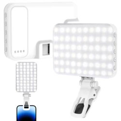Rechargeable LED Selfie Clip Light with Adjustable Brightness Modes (WHITE)