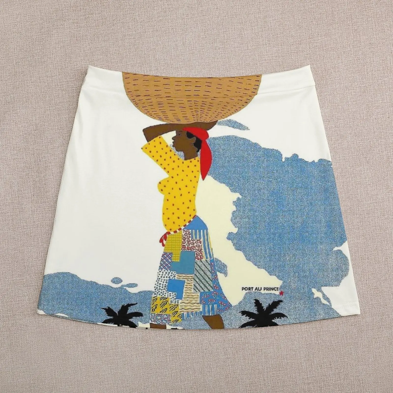 HAITI; Vintage Travel Advertising Print Mini Skirt women's clothing korea stylish School skirt Korean clothing korean style