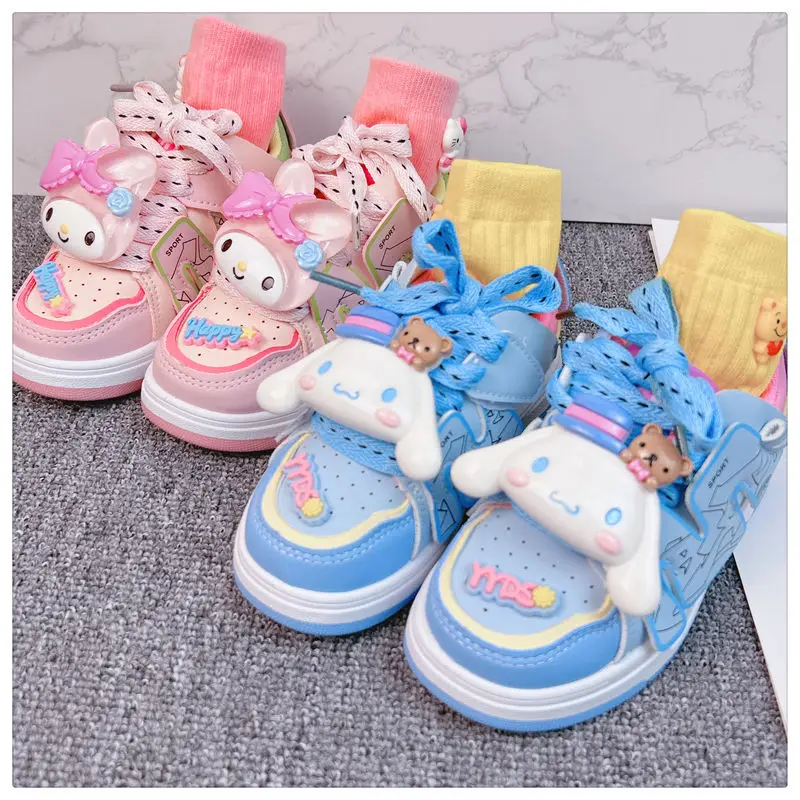 

Kawaii Sanrio Cinnamoroll My Melody Board Shoe Anime Outdoor Breathable Thick-Soled Casual Loose Shoe Luminous Toy Sock New Girl