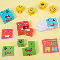 Face Change Expression Kids Puzzle Building Blocks Toy Montessori teaching Blocks Wooden Parent-child interaction Toy Gift 2