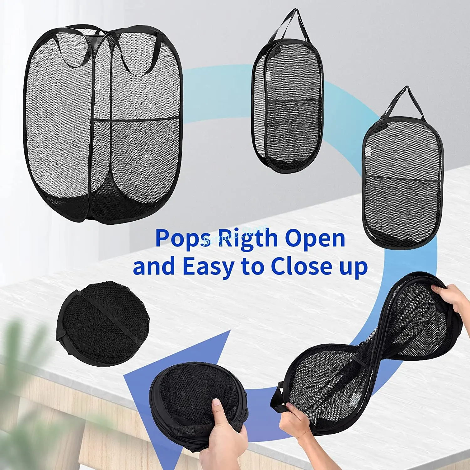 Mesh Dirty Laundry Basket Hamper Foldable Laundry Basket with Durable Handles Pop Up Clothes Storage Baskets laundry basket laundry hamper clothes basket